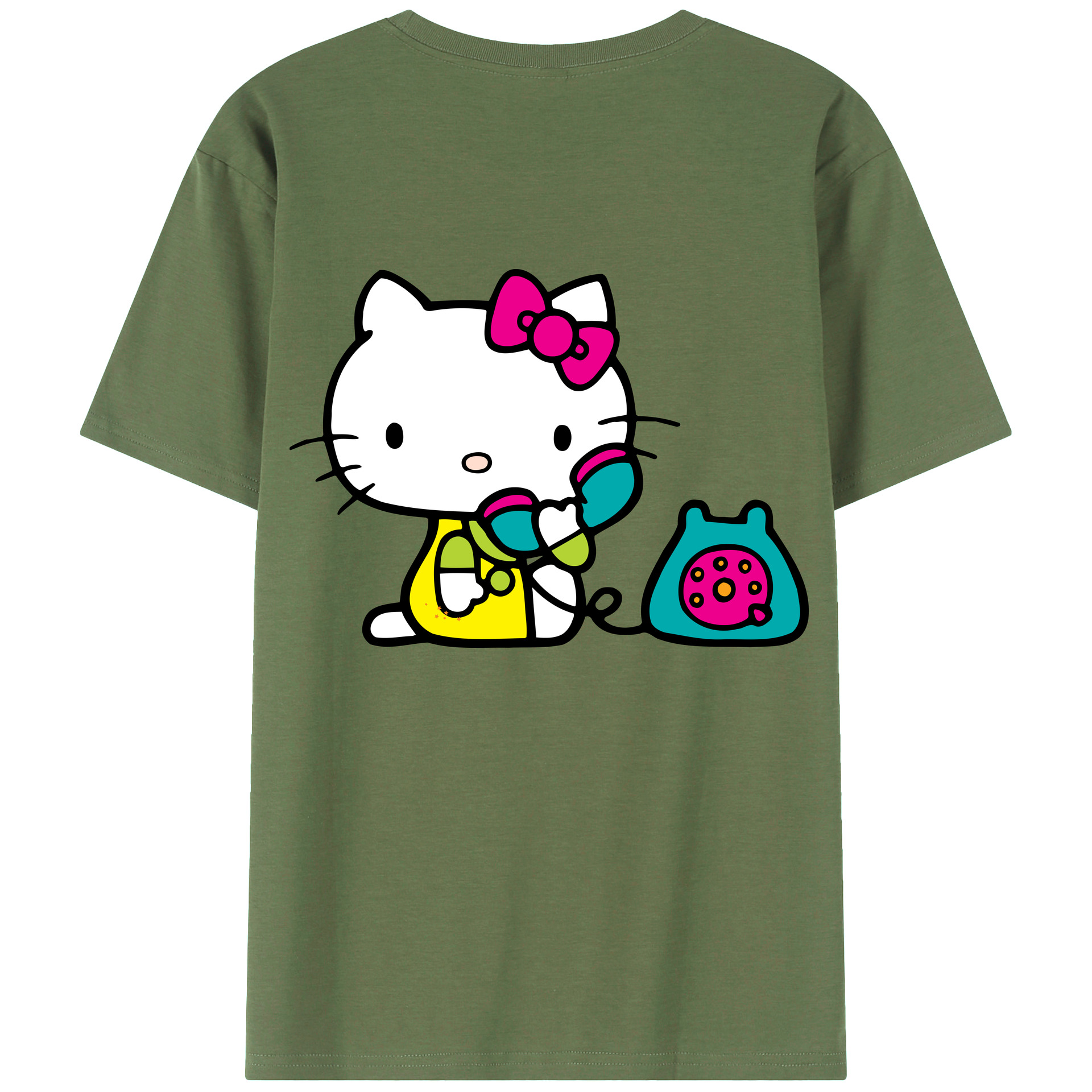 （画像用） Hello Kitty ハローキティ 綿100％ メンズ半袖Tシャツ（バックプリント） 通気性